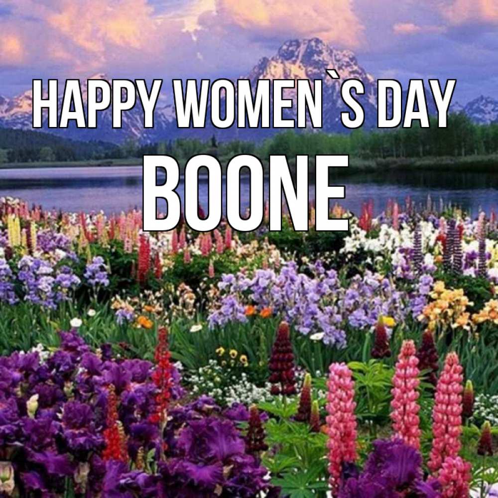 Greetings card с именем, Boone happy women`s day международный женский день Greetings with text for free download 